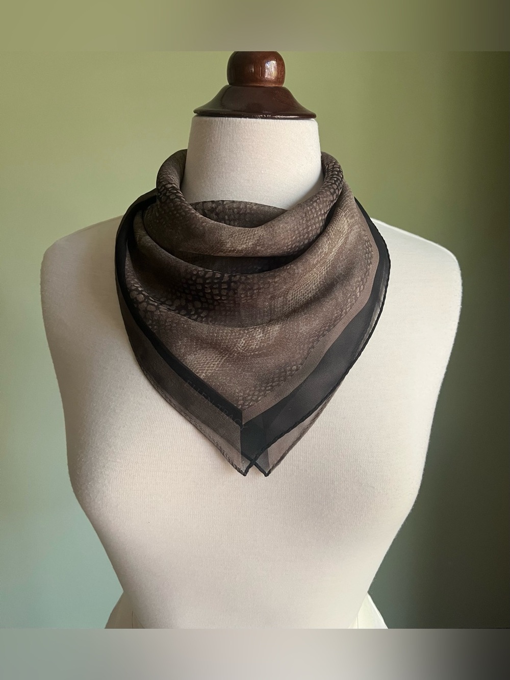 Silk Snakeskin Scarf, Vintage Sheer Silk Square Scarf, Snake Reptile Print